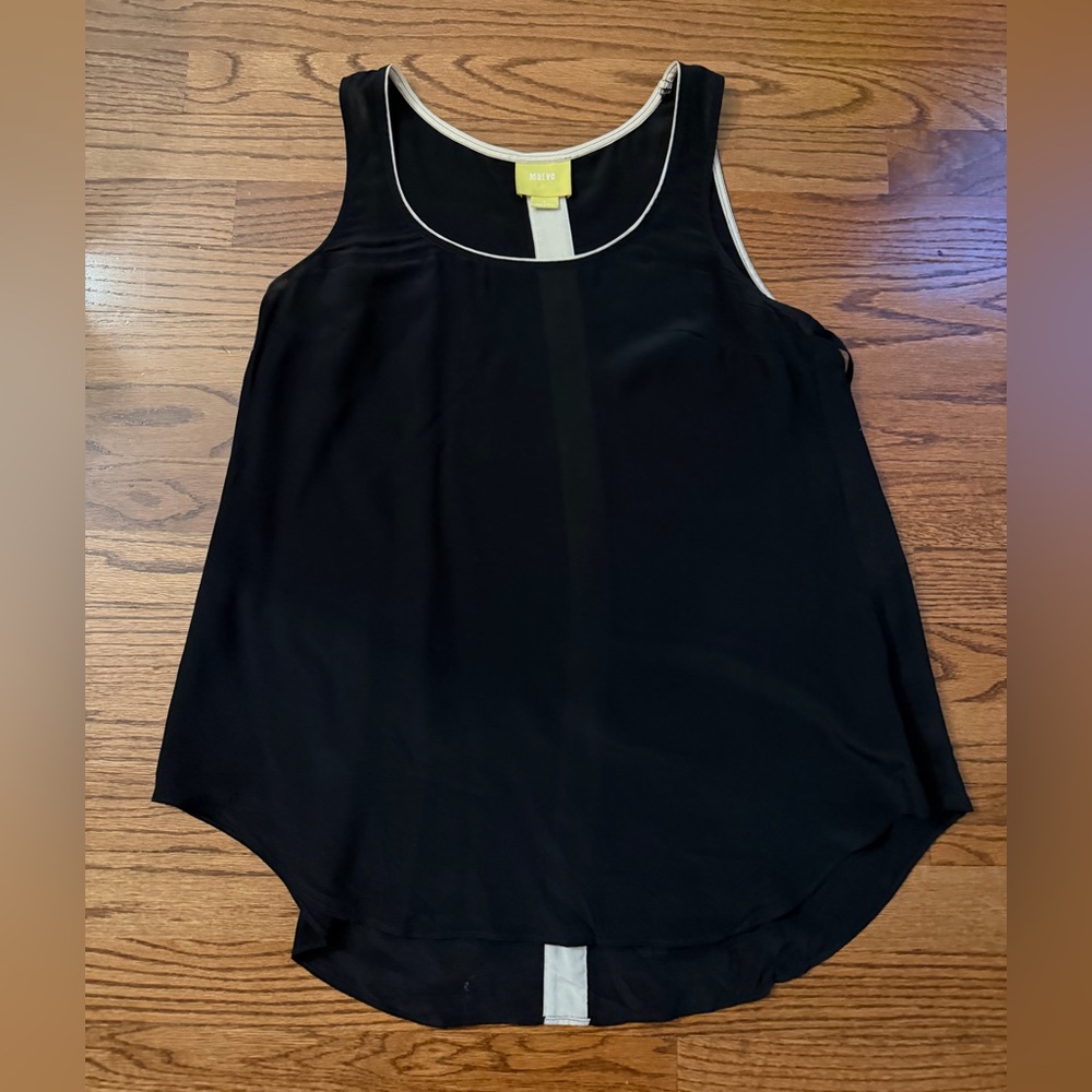 ANTHROPOLOGIE Maeve 100% Silk Black Tank Top Small